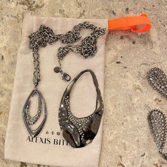 ❤️SOLD❤️ALEXIS BITTAR Suspended Faceted Green Hematite Pendant Necklace - Picture 9 of 9